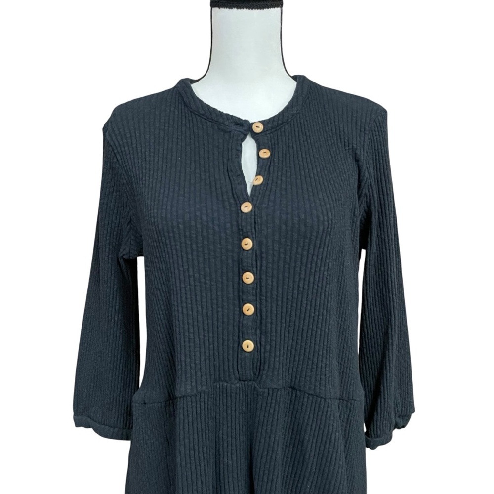 Free People Beach Blossom ribbed knit button front mini dress small - Picture 2 of 9